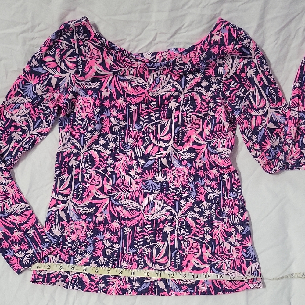 Lilly Pulitzer Vibrant Pink and Navy Blouse
